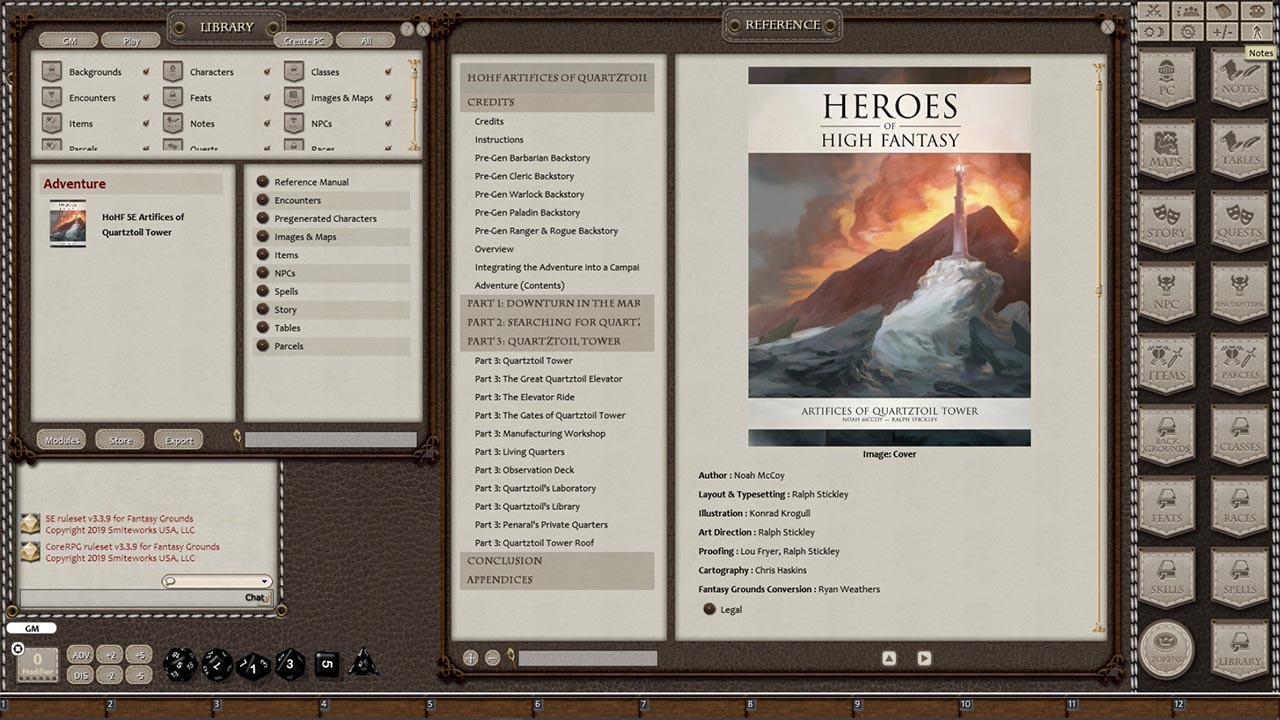 Fantasy Grounds - Heroes of High Fantasy: Artifices of Quartztoil Tower (5E) screenshot 1
