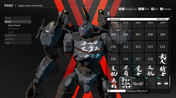 DAEMON X MACHINA - Arsenal Decals Bundle - The Brushstrokes of Souun Takeda