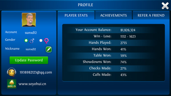 Screenshot z Solo King - Single Player : Texas Hold'em Poker