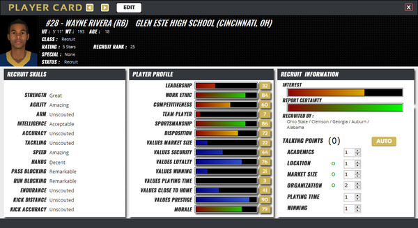 Screenshot z Draft Day Sports: College Football 2020