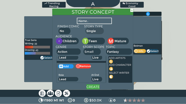 Screenshot z Comic Book Tycoon