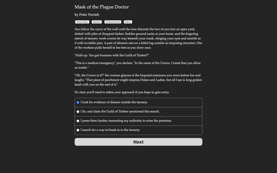Screenshot z Mask of the Plague Doctor