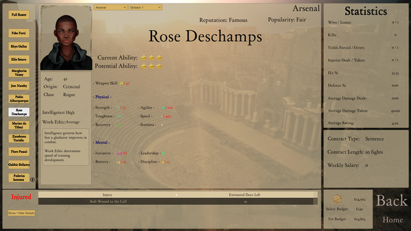 Screenshot z Gladiator Manager