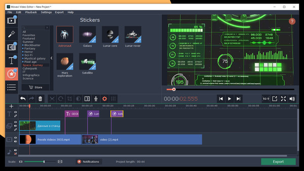 Movavi Video Editor Plus 2020 Effects - Space Journey Pack