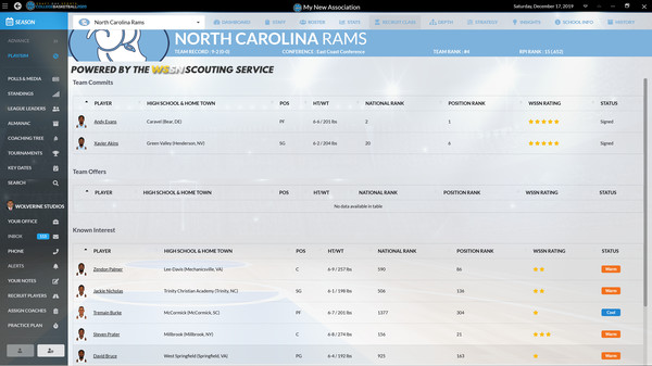Screenshot z Draft Day Sports: College Basketball 2020