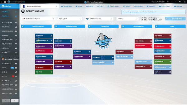 Screenshot z Draft Day Sports: College Basketball 2020