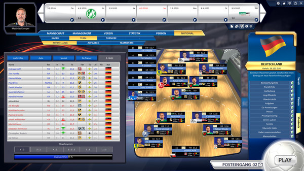 Screenshot z Handball Manager 2021