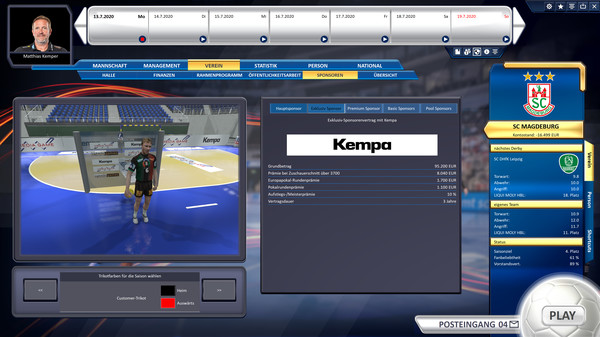 Screenshot z Handball Manager 2021
