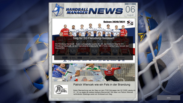 Screenshot z Handball Manager 2021