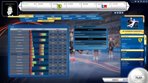 Screenshot z Handball Manager 2021