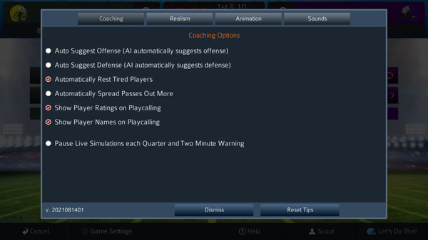 Screenshot z Pro Strategy Football 2021