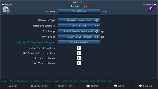 Screenshot z Pro Strategy Football 2021