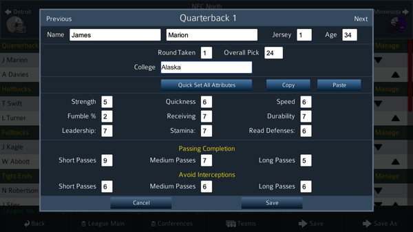 Screenshot z Pro Strategy Football 2021