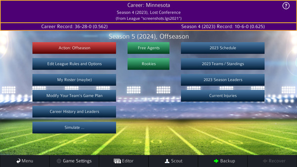 Screenshot z Pro Strategy Football 2021