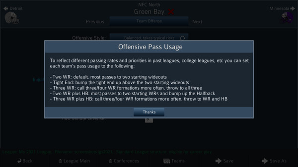 Screenshot z Pro Strategy Football 2021
