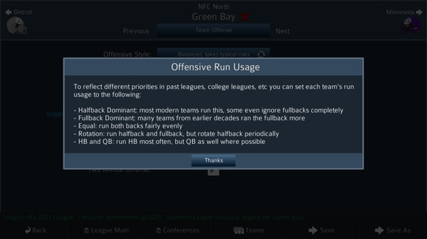 Screenshot z Pro Strategy Football 2021