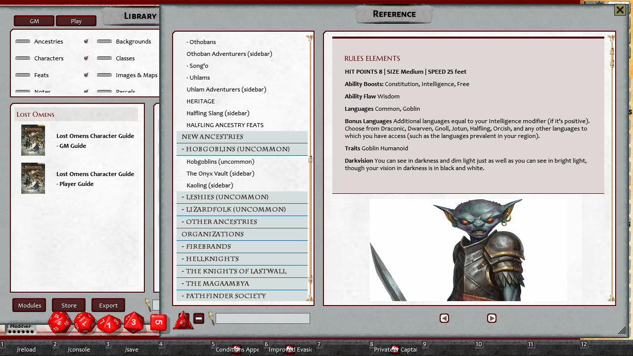 Fantasy Grounds - Pathfinder 2 RPG - Pathfinder Lost Omens Character Guide Featured Screenshot #1