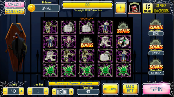 Screenshot z Spooky Spins Deluxe Steam Edition