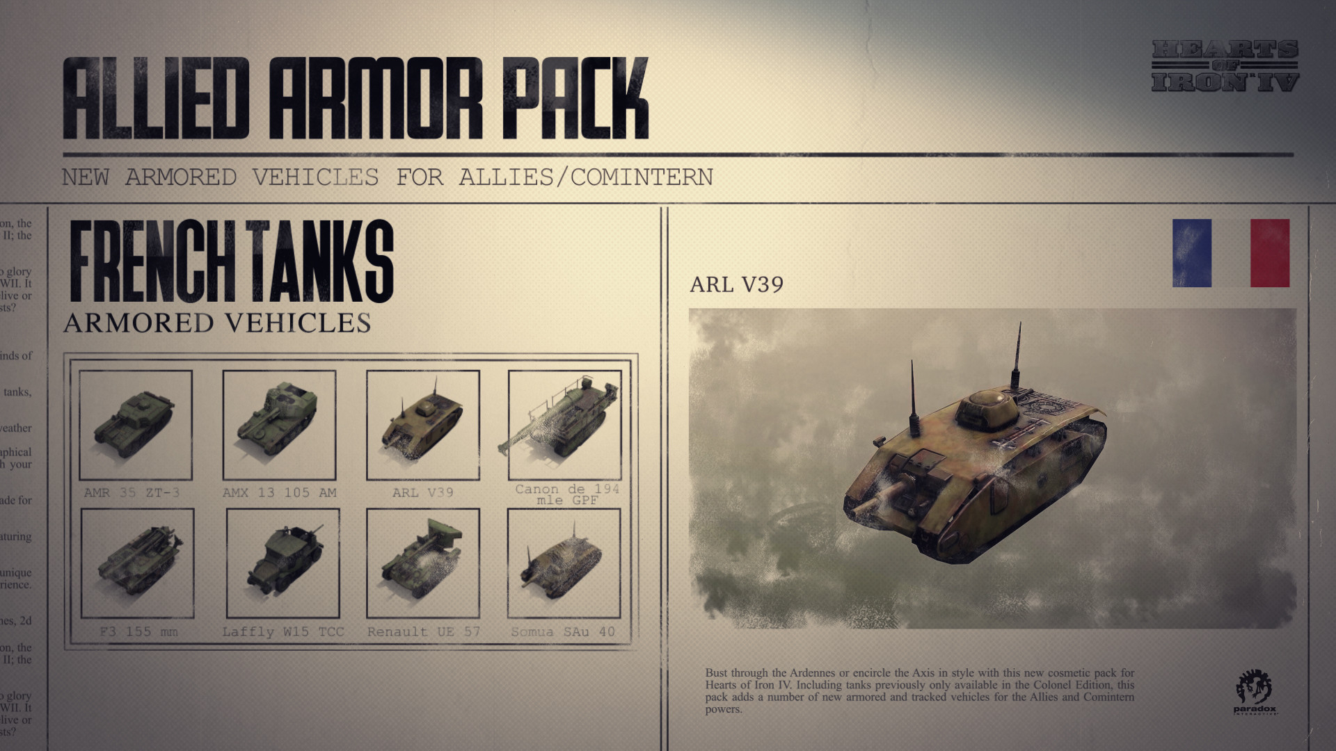 Unit Pack - Hearts of Iron IV: Allied Armor