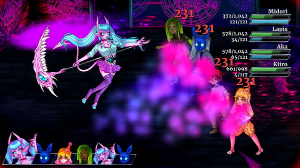 Screenshot of Pinku Kult Hex Mortis gameplay showing in-action mechanics