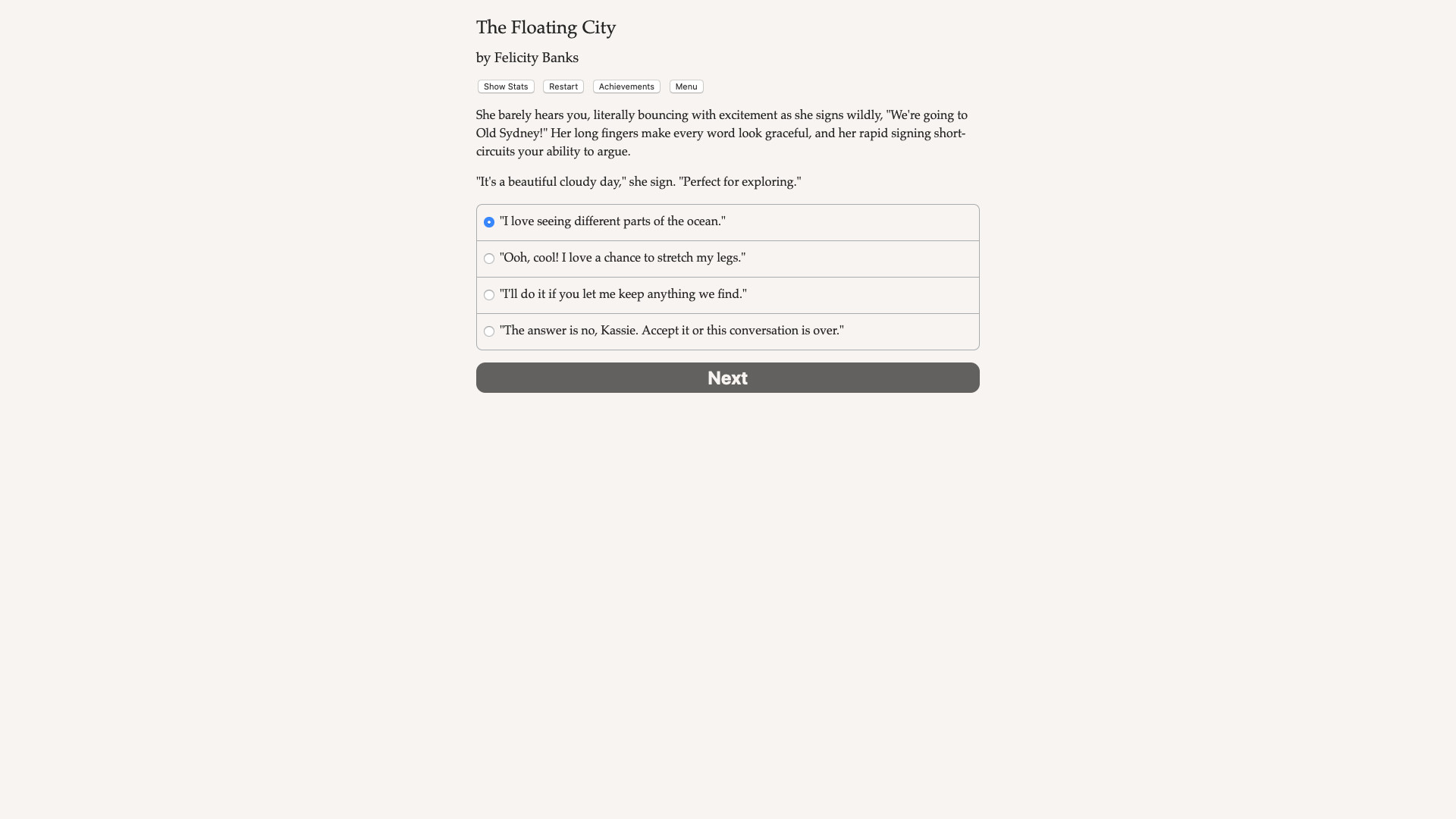 #1. The Floating City (Steam) 由: Hosted Games