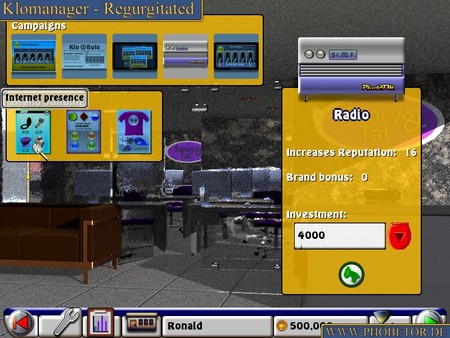 Screenshot z Klomanager - Hochgewürgt