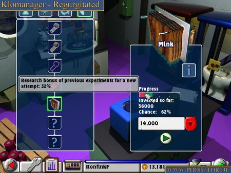 Screenshot z Klomanager - Hochgewürgt