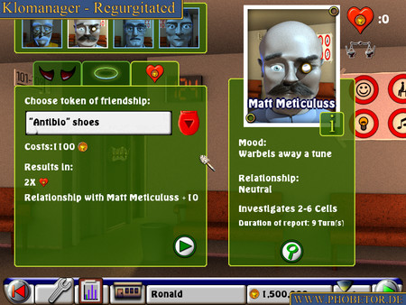 Screenshot z Klomanager - Hochgewürgt