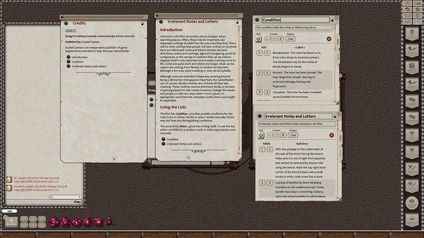 Fantasy Grounds - Rumours, Notes and Books Collection