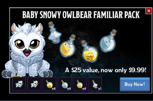 Idle Champions - Baby Snowy Owlbear Familiar Pack