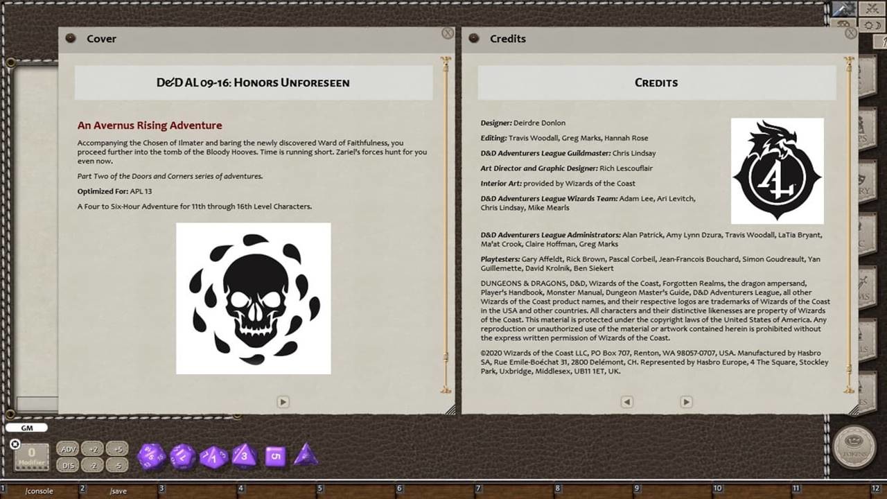 Fantasy Grounds - D&D Adventurers League 09-16 Honors Unforseenのスクリーンショット 1