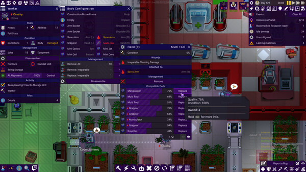 Screenshot z Stardeus