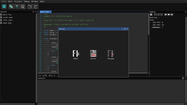 Screenshot z Bitty Engine Screenshot z Bitty Engine