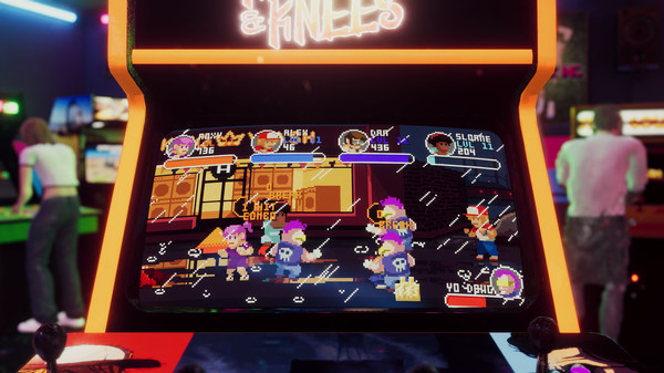 Screenshot of Arcade Paradise gameplay showing in-action mechanics