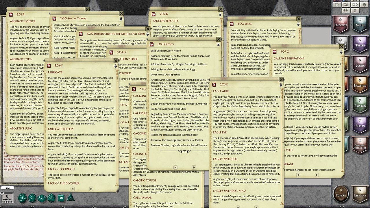 Fantasy Grounds - Mythic Spell Compendium Featured Screenshot #1