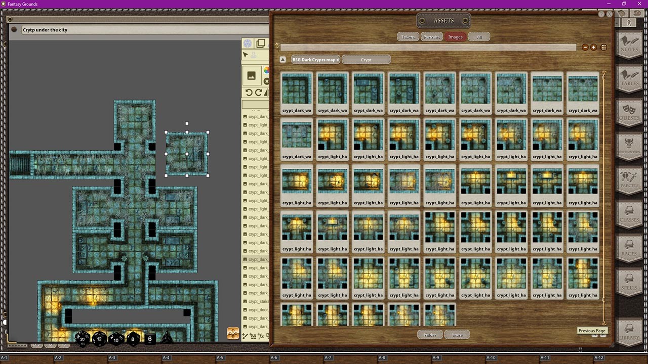 Fantasy Grounds - Black Scrolls Dark Crypts (Map Tile Pack)