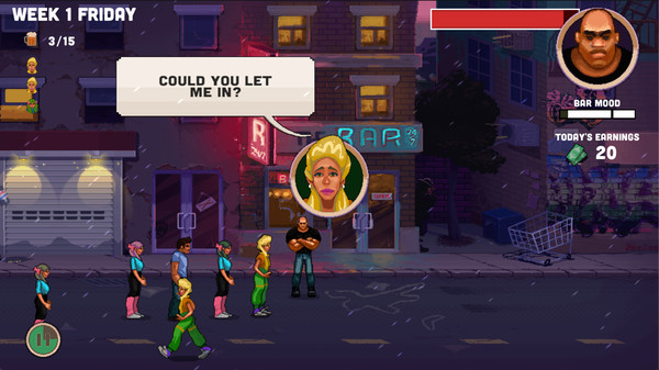 Screenshot of Bouncer Story gameplay showing in-action mechanics