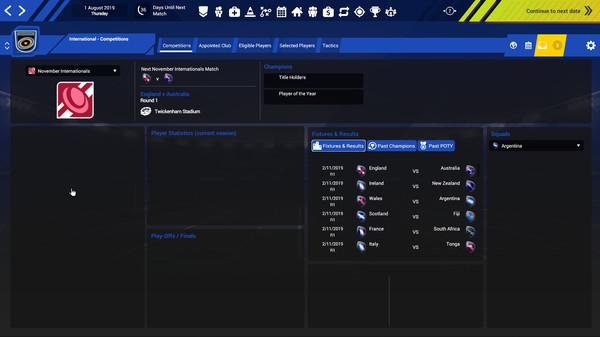 Rugby Union Team Manager 3 DLC “The International Teams and Competitions. Plus extra French Teams and Division”