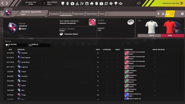 Rugby Union Team Manager 3 DLC “The International Teams and Competitions. Plus extra French Teams and Division”