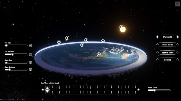 Screenshot z Flat Earth Simulator