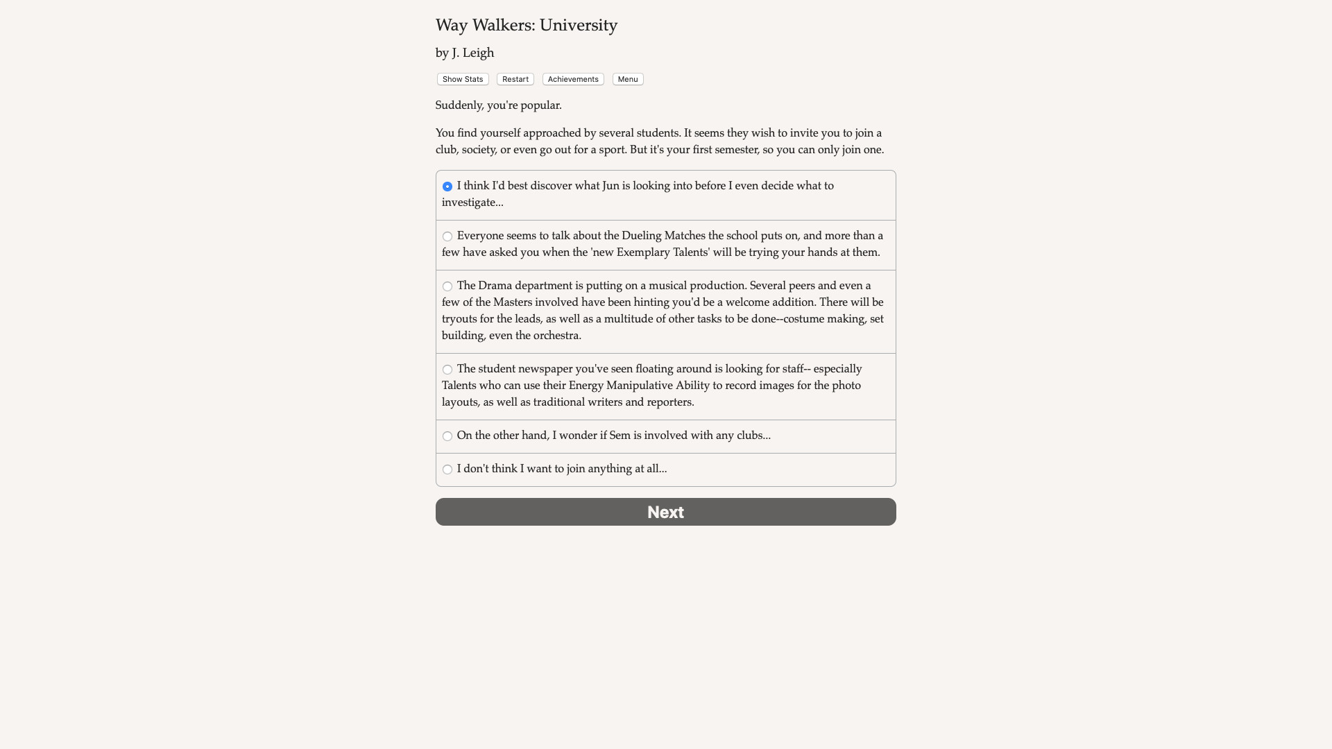 #3. Way Walkers: University (Steam) 由: Hosted Games