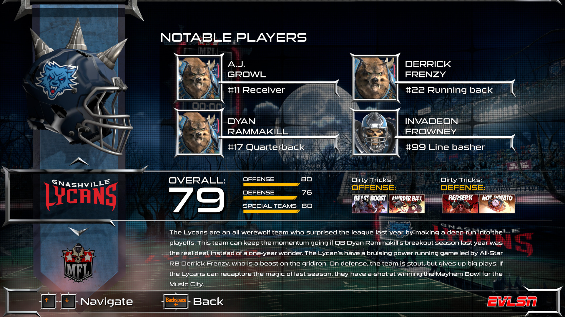 Mutant Football League: Gnashville Lycans Featured Screenshot #1