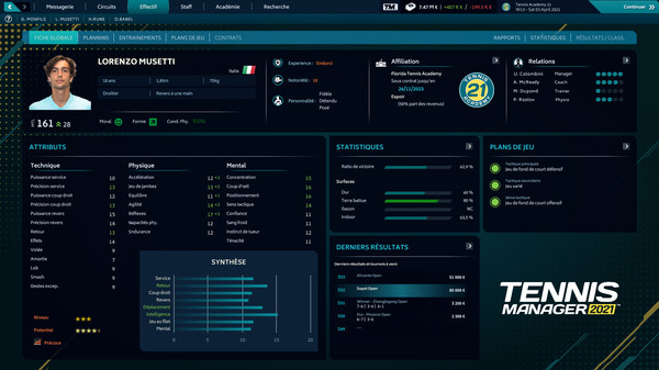 Capture d'écran 1 de Tennis Manager 2021
