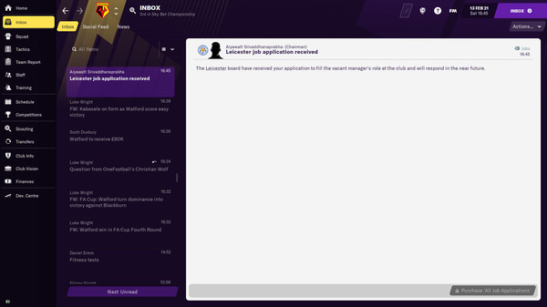 Football Manager 2021 Touch - All Job Applications