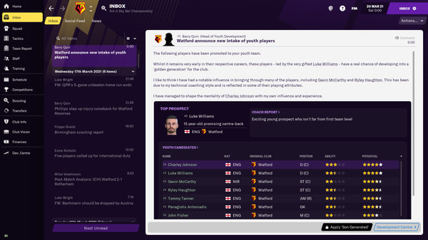 Football Manager 2021 Touch - Golden Generation