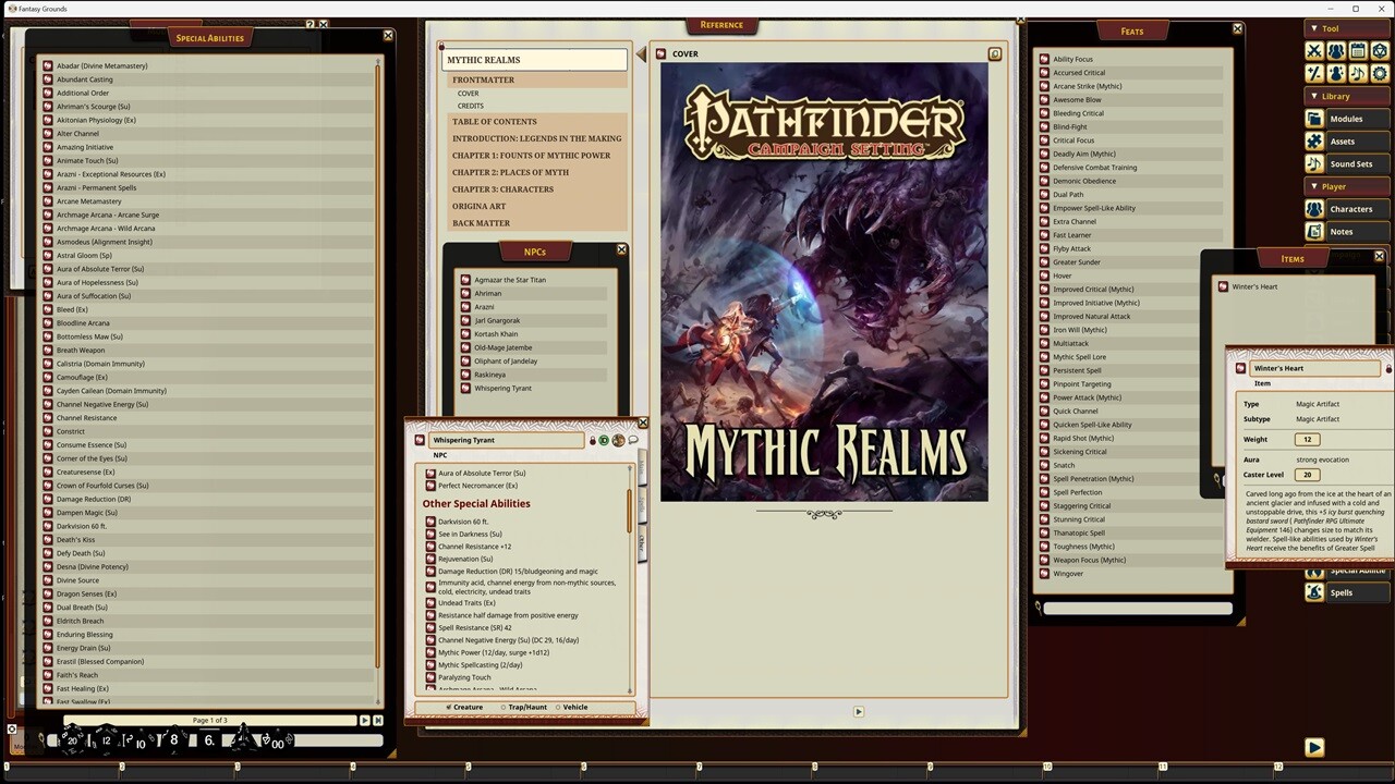 Fantasy Grounds - Pathfinder RPG - Campaign Setting: Mythic Realmsのスクリーンショット 1