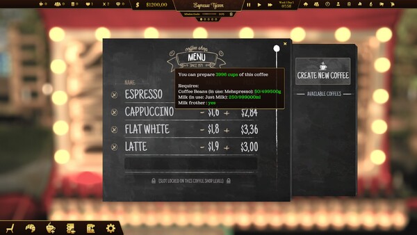 Screenshot z Espresso Tycoon