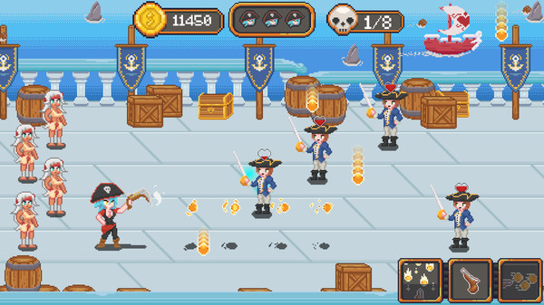 Screenshot of Plunderers Adventures: Sea of Whores gameplay showing in-action mechanics