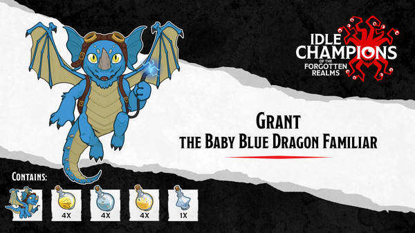 Idle Champions - Grant the Baby Blue Dragon Familiar Pack