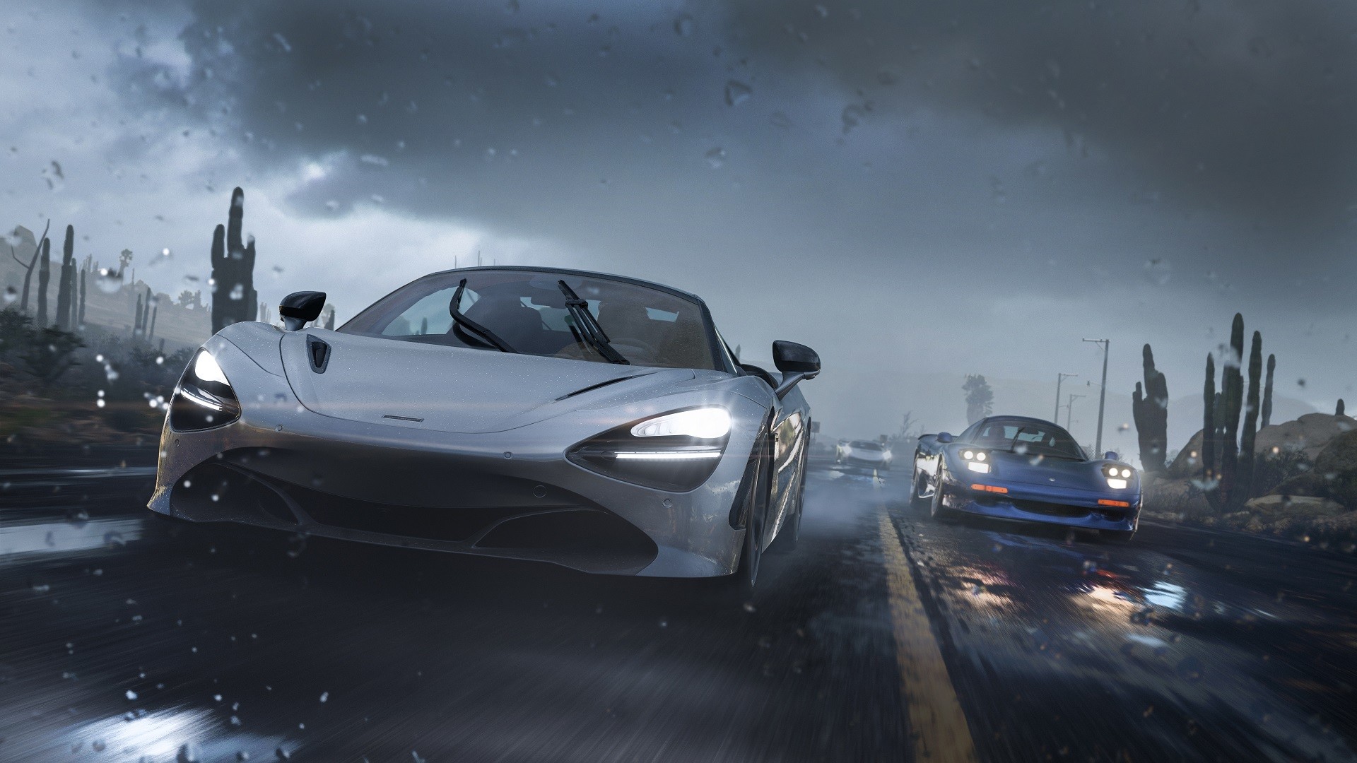 A car racing along a coastal road in Forza Horizon 5